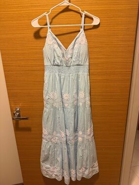 Lilly Pulitzer Light Blue Embroidered Maxi Dress. Worn once.